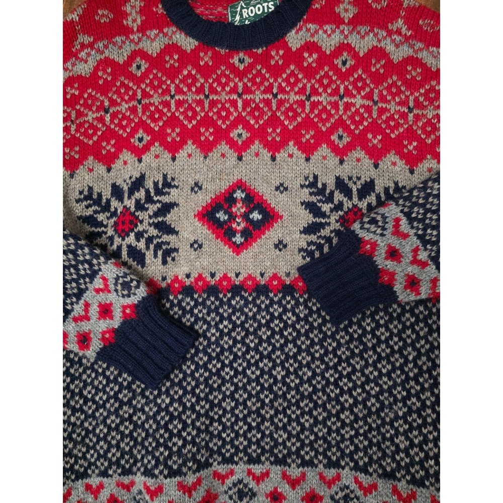 Roots Outdoors Canadian 100% Wool Mens Medium Fair Isle Crew Neck Sweater - Picture 3 of 7